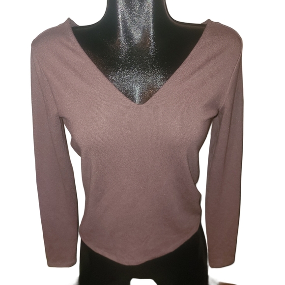 Dynamite Dusty Rose Colored V-Neck Long Sleeve Top S - Picture 1 of 7